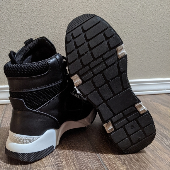 Will's Vegan leather Sneaker Black high top 'Chicago' style LIKE NEW 7.5 Euro 38 - Picture 6 of 8